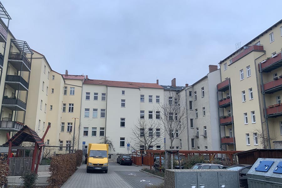 Hinterhof der Bestandsimmobilie in der Marienstraße, Cottbus Hinterhof der Bestandsimmobilie in der Marienstraße, Cottbus