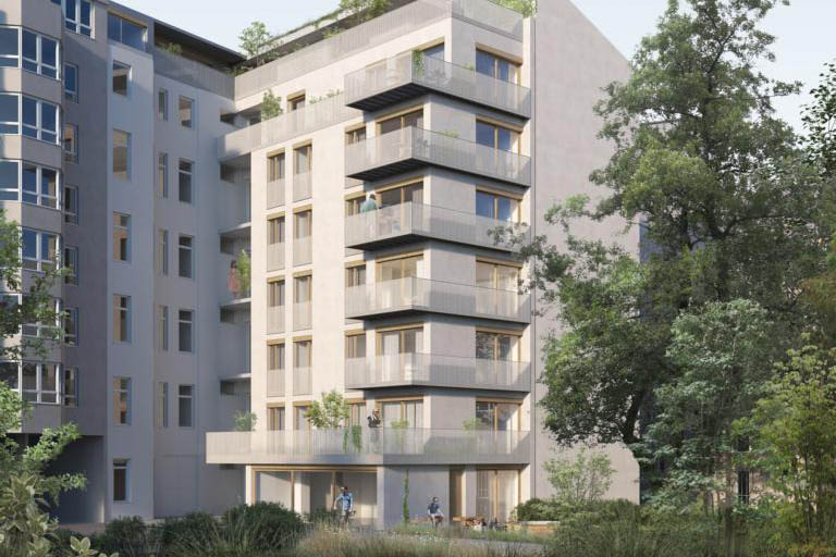 Im Hinterhof: Der Seitenflügel der Immobilienprojektes Seitenflügel des Immobilienprojektes in Kreuzberg